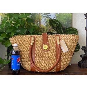 Michael Kors Santorini Corn Husk & Leather Tote LG